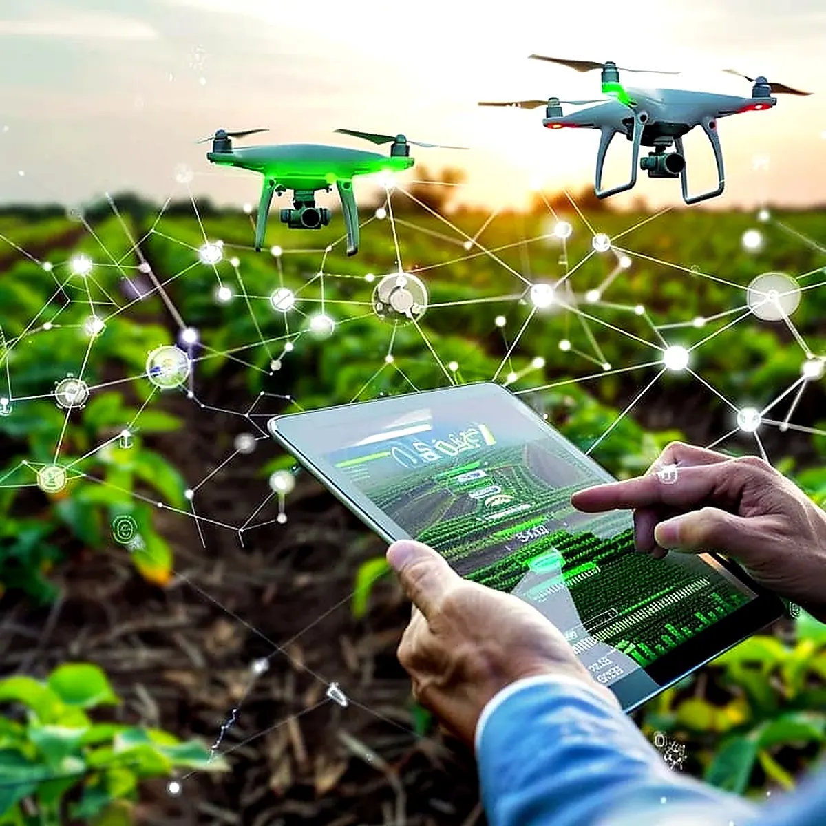 Smart farming tablet and drone monitoring